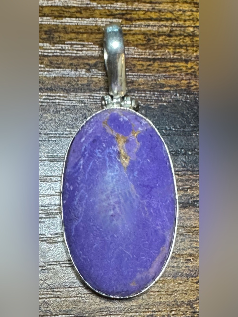 Purple Oval Purple Turquoise Pendant in 925 Sterling Silver